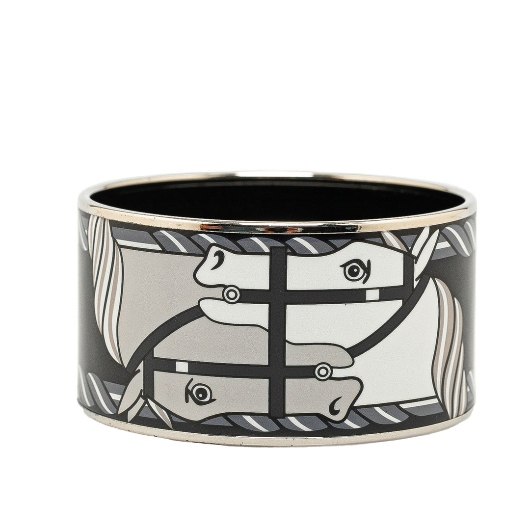 Hermes Extra Wide Enamel Quadridge Bangle Costume Bracelet