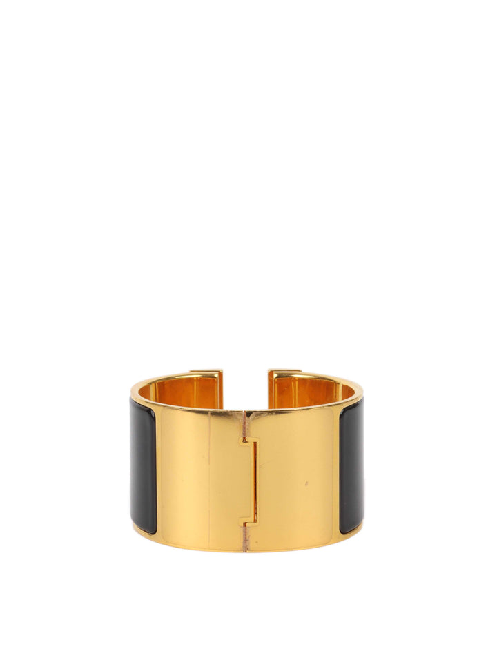 Hermes Extra Wide Clic Clac H Bracelet Black Gold GM.
