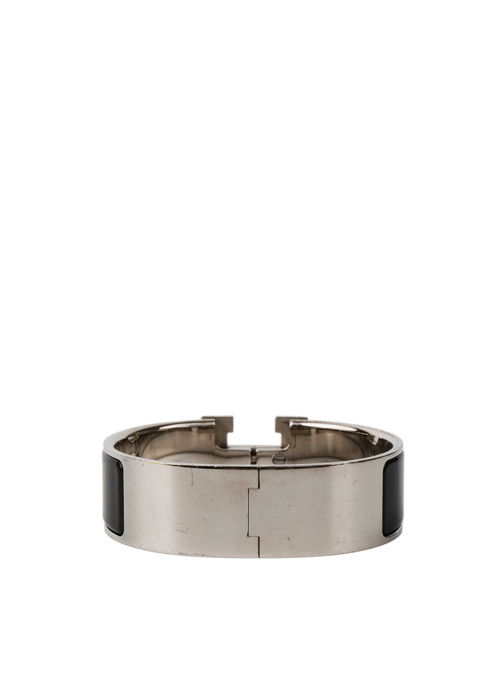 Hermes Black and Silver Clic Clac H Bracelet.