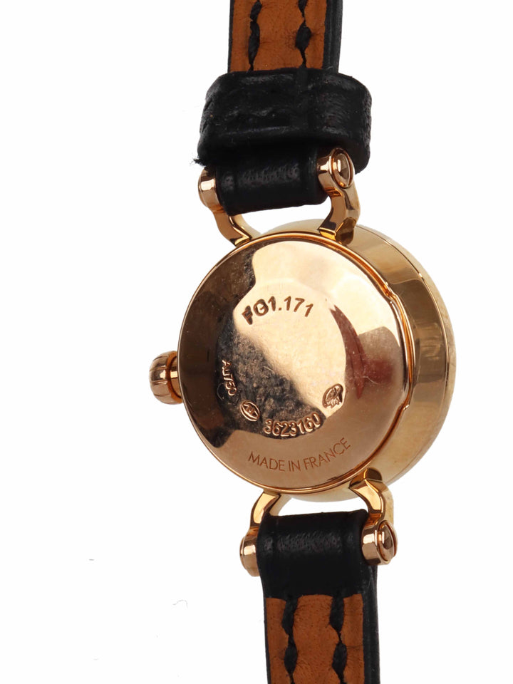 Hermes Faubourg Watch Mini Model 15mm Rose Gold with Diamonds Black