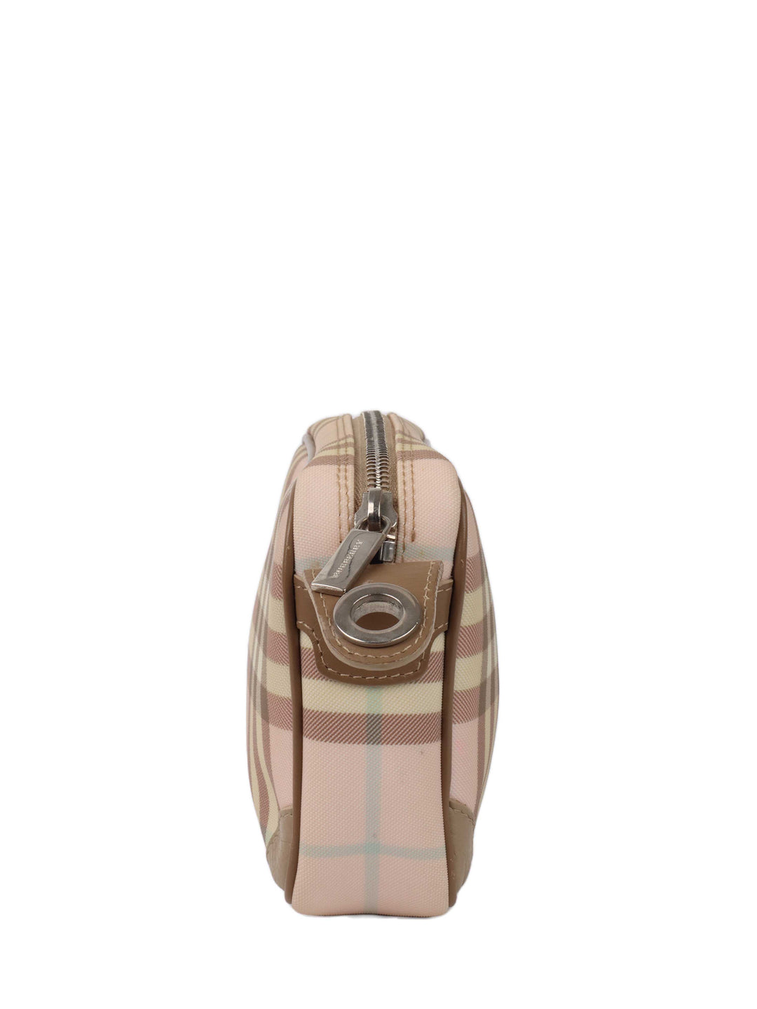 Burberry Mini Pastel Pink Check Camera Bag.