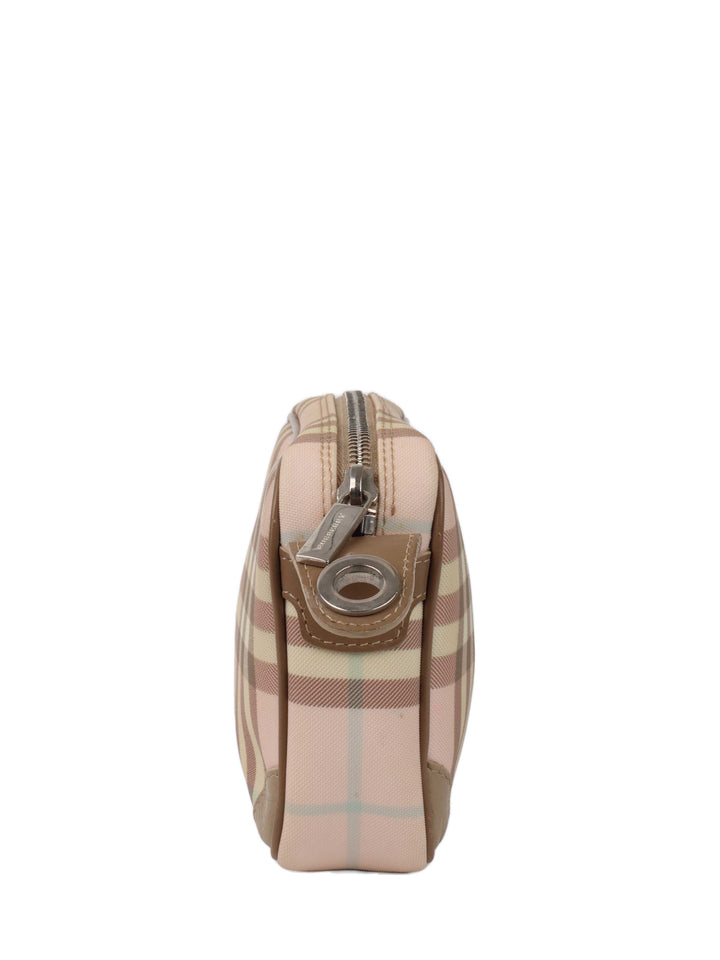 Burberry Mini Pastel Pink Check Camera Bag.