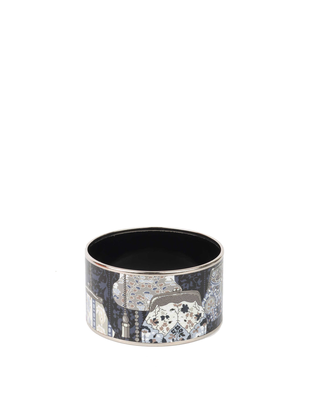 Hermes Blue & Grey Enamel Cachemire De Tamara Wide Bangle Bracelet.