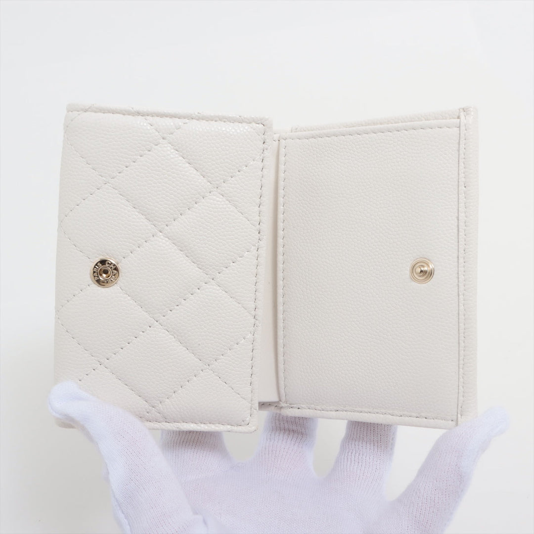 Top Quality Chanel Matrasse Caviar S Compact Wallet White Gold  Random