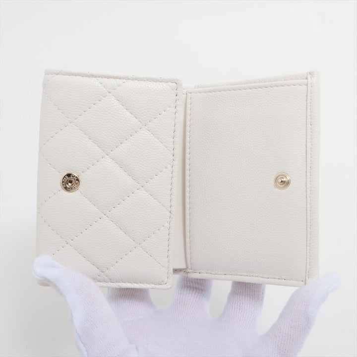 Top Quality Chanel Matrasse Caviar S Compact Wallet White Gold  Random