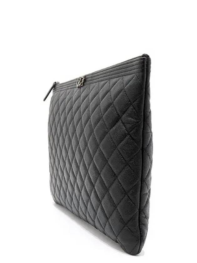 A84407 Boy silver metal large clutch Chanel