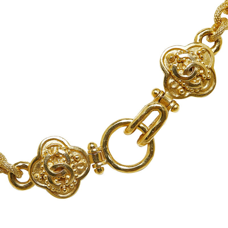 Top Quality Chanel Vintage Cocomark Clover Necklace Gold Ladies