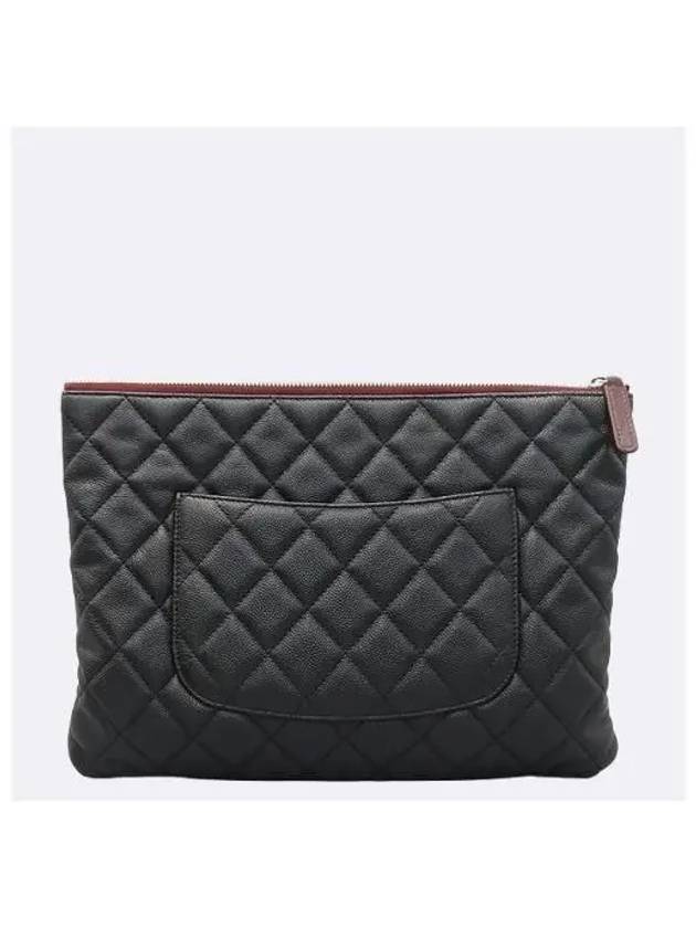 A82545 Classic Black Caviar Logo New Medium Clutch Chanel