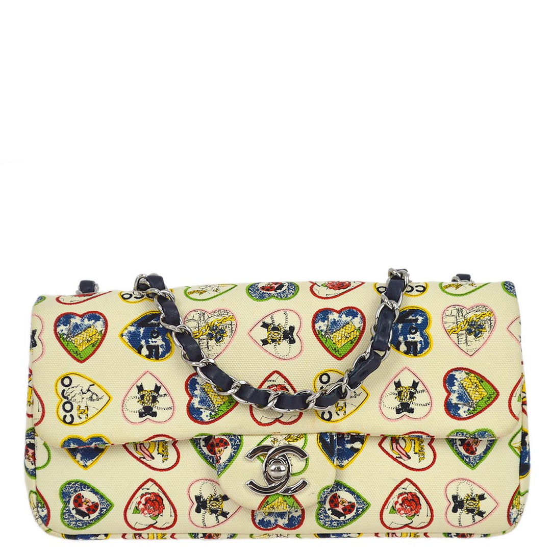 Top Quality Chanel * 2005-2006 Ivory Canvas Valentine Shoulder Bag