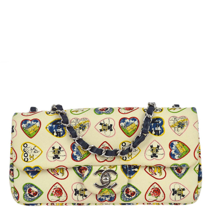 Top Quality Chanel * 2005-2006 Ivory Canvas Valentine Shoulder Bag