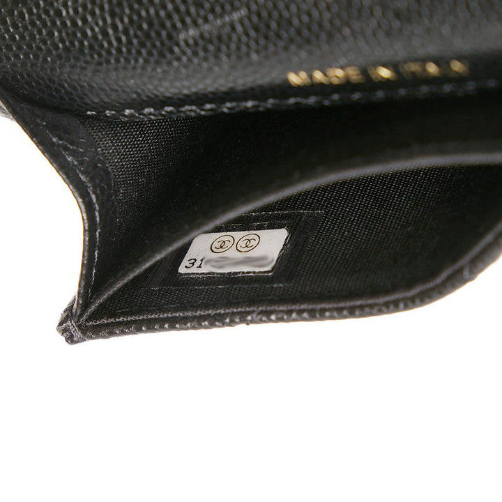 Top Quality Chanel Matrases Cocomark Fake Pearl Chain CoinPars Card Case Black Caviar   CHANEL