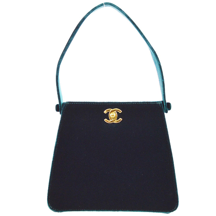 Top Quality Chanel * Moss Green Velvet Double Sided Turnlock Handbag