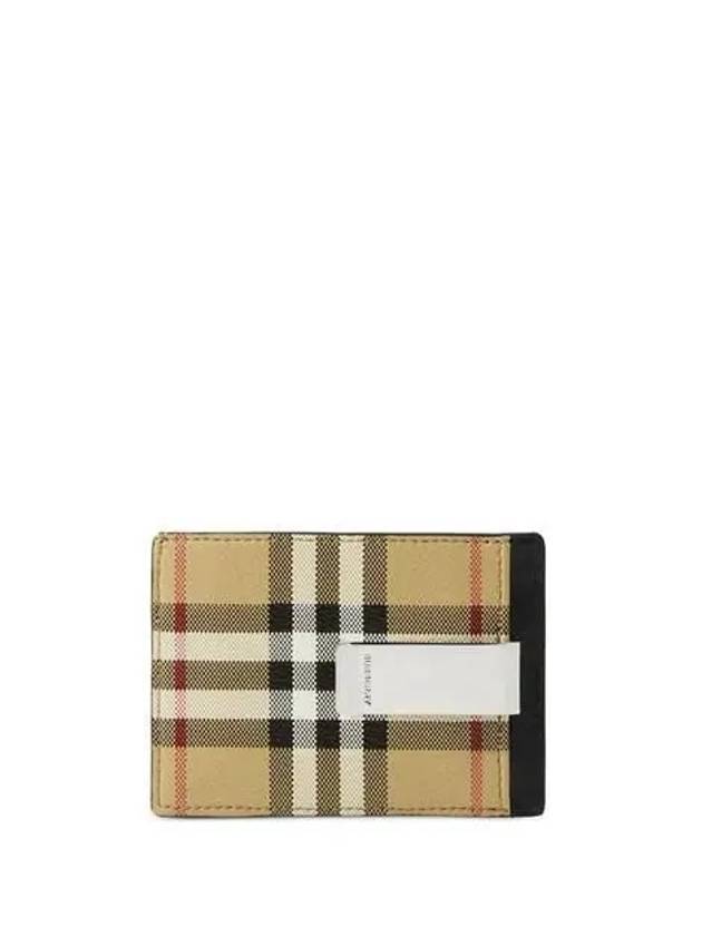 Burberry Vintage Check Money Clip Card Wallet Beige