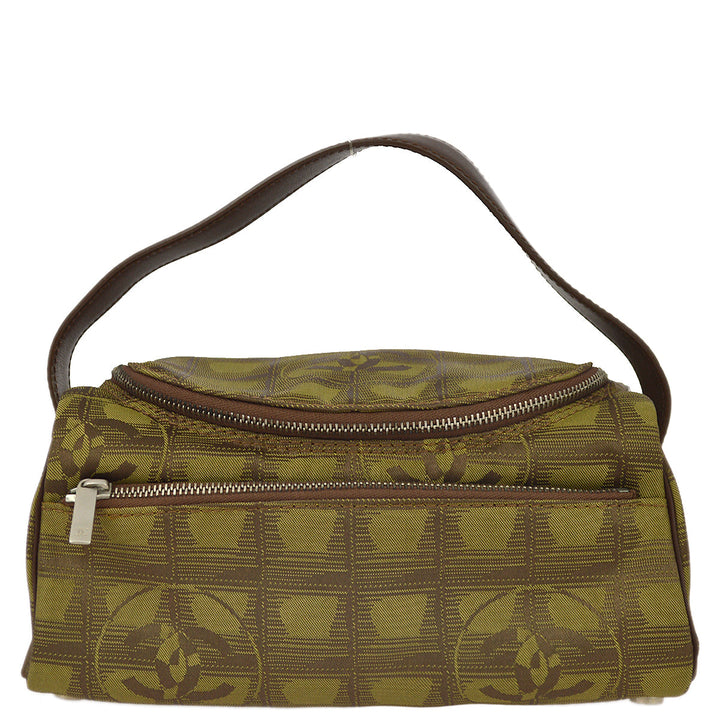 Top Quality Chanel 2001-2003 Green Brown Jacquard Nylon New Travel Line Handbag