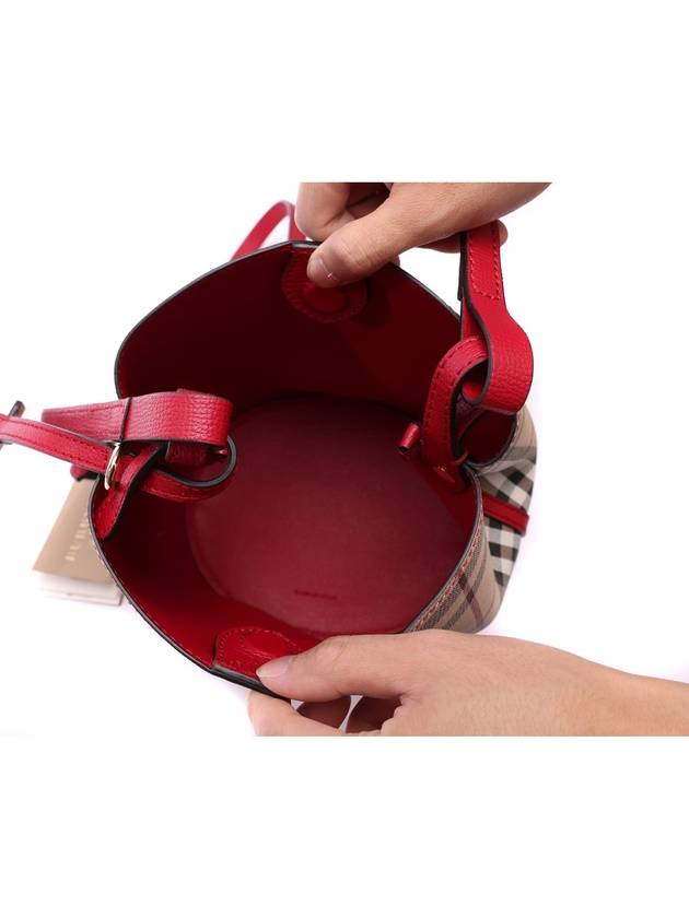 Burberry Haymarket Lawn Check Strap Bucket Bag Red