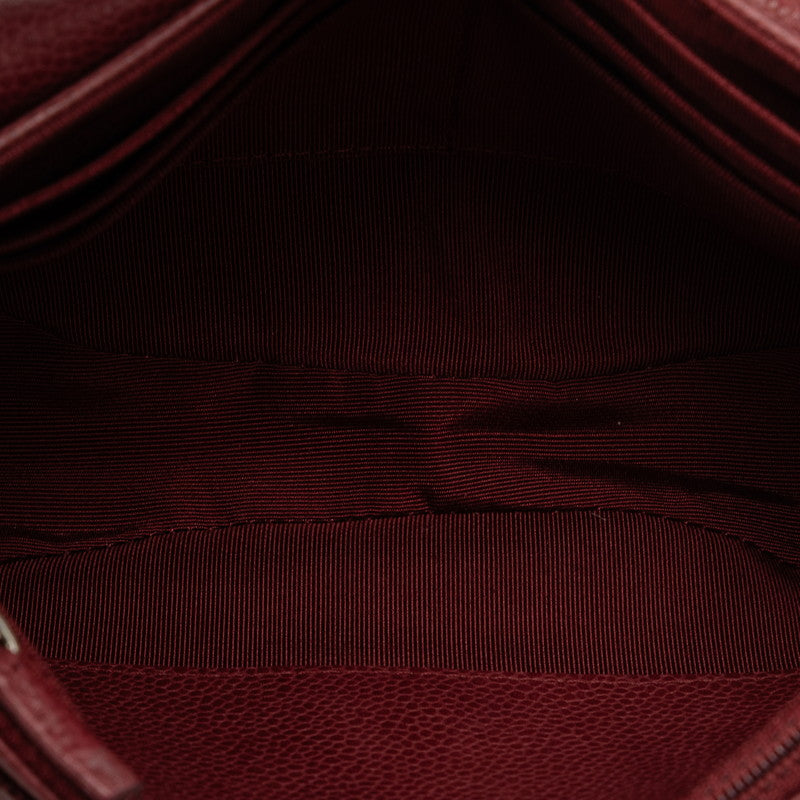 Top Quality Chanel Coco Half Moon Chain Shoulder Bag Wine Red Silver Caviar S  CHANEL