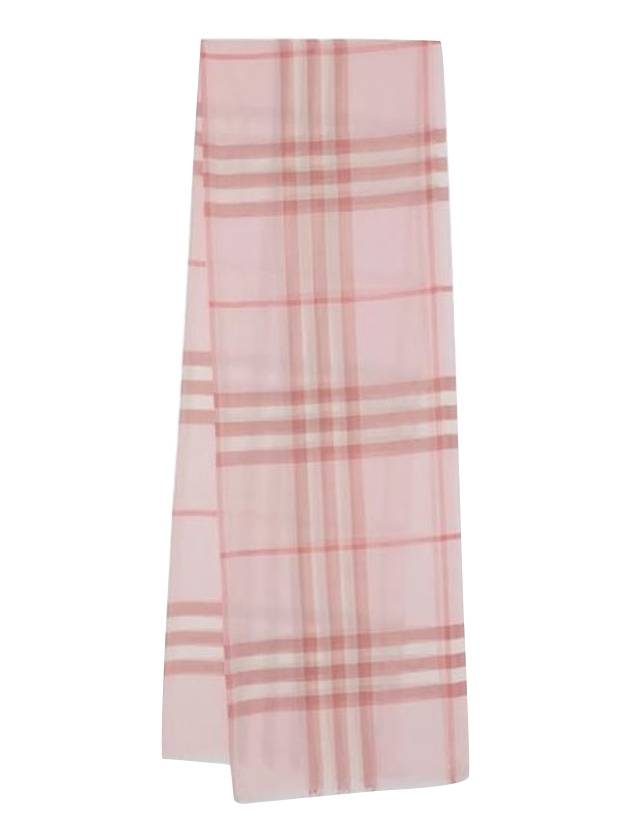 Burberry Check Pattern Wool Muffler Pink