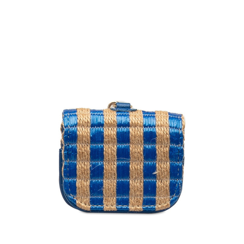 Top Quality Chanel Coco Yale pods pro case blue beige raffia leather ladies CHANEL