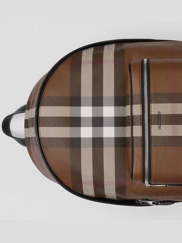 Burberry JETT check leather backpack dark brown