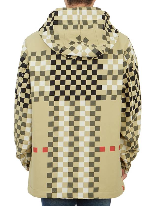 Burberry Men's Pixel Check Nylon Hooded Jacket Archive Beige