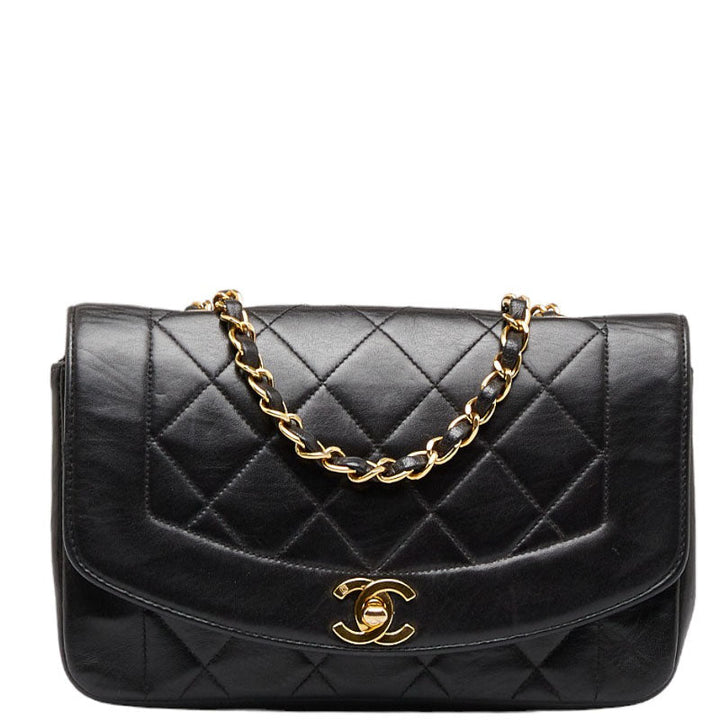 Top Quality Chanel Matrases Diana Chain Chain houlder Bag Black Gold   Chanel