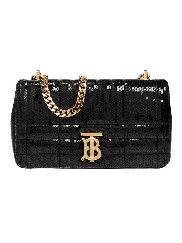 Burberry Lola Sequin Quilted Leather Small Shoulder Bag Black
