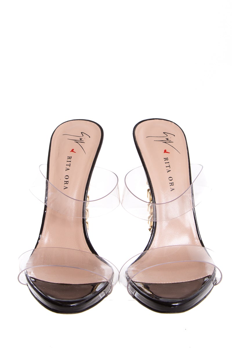 Guiseppe Zanotti Black Gold Heels SZ 37.5