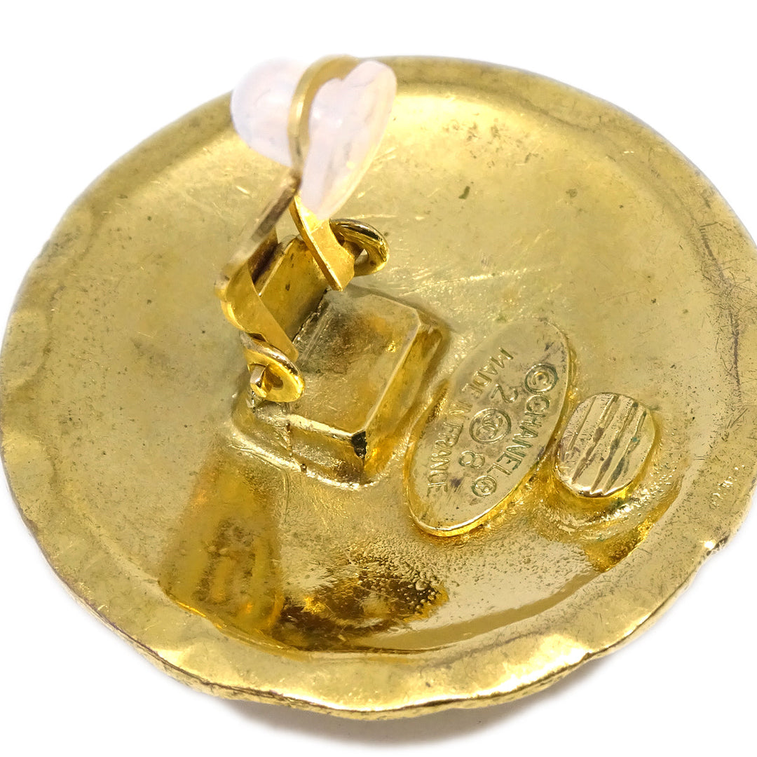 Top Quality Chanel Button Earrings Clip-On Gold 2400