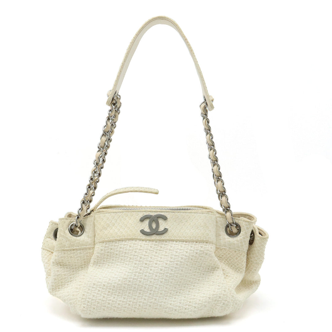 Top Quality Chanel Top Quality Chanel Cocomark Wrapped Chain Bag One-Shoulder Shoulder Bag Cotton Canvas Pearson Ivory White Blumin