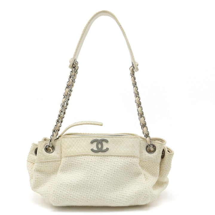 Top Quality Chanel Top Quality Chanel Cocomark Wrapped Chain Bag One-Shoulder Shoulder Bag Cotton Canvas Pearson Ivory White Blumin