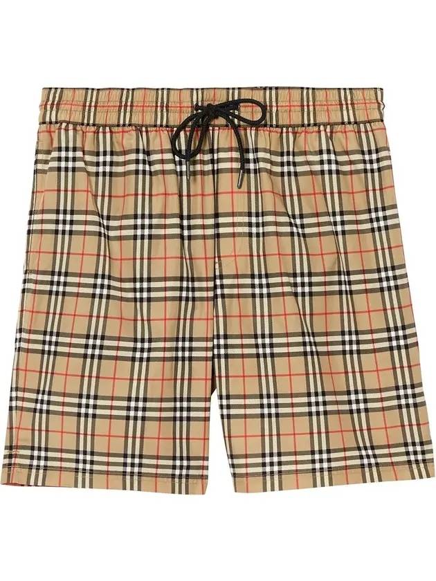 Burberry Men's Small Scale Check Drawstring Swim Shorts Beige