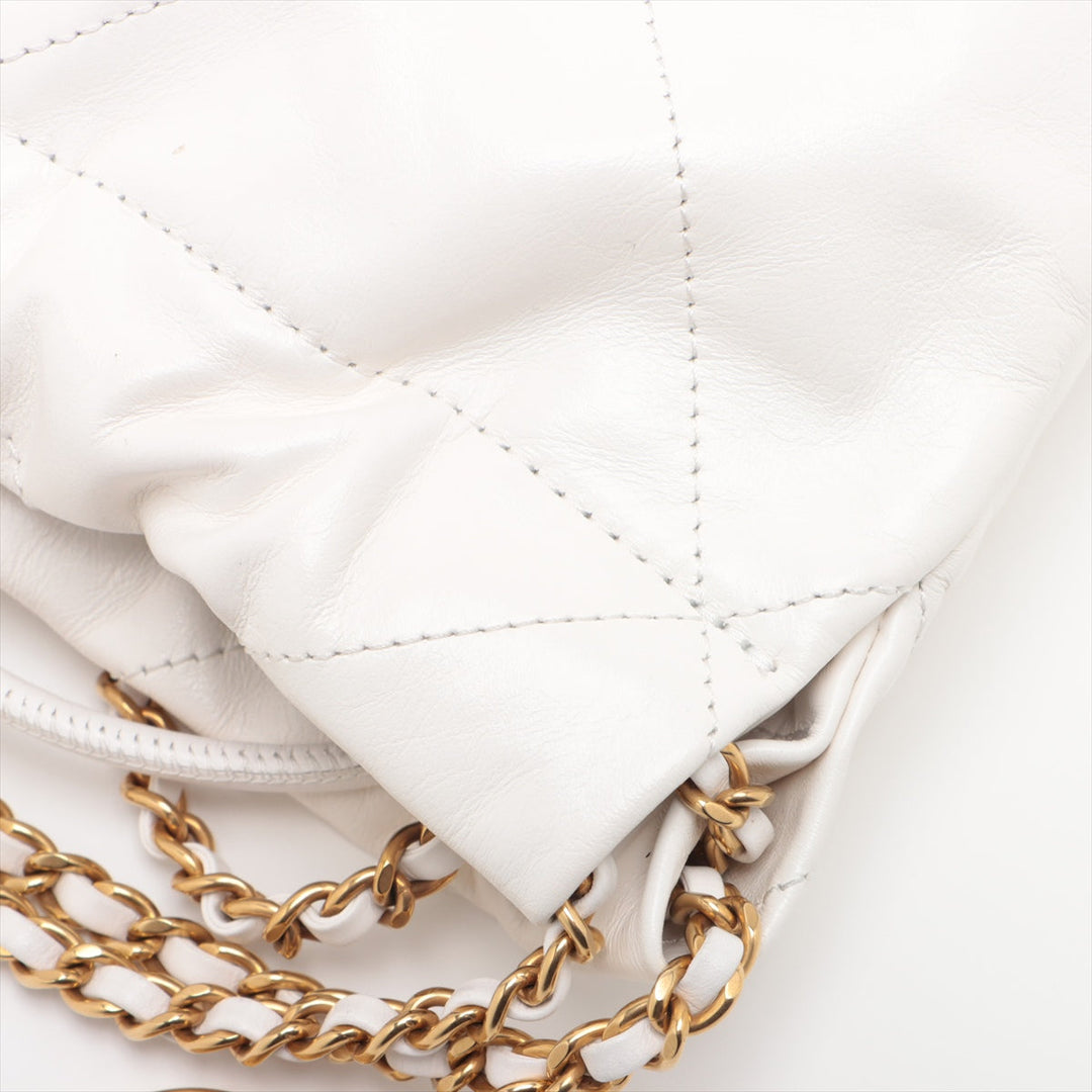 Top Quality Chanel 22 Mini Leather Chain Shoulder Bag White G  AS3980