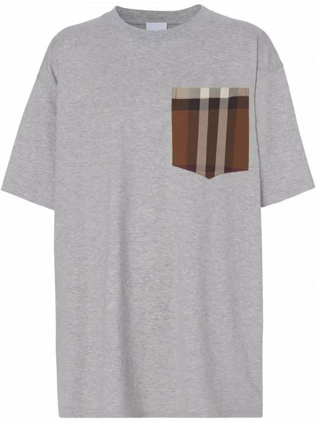Burberry WoMen's Check Pocket Short Sleeve T-Shirt Grey