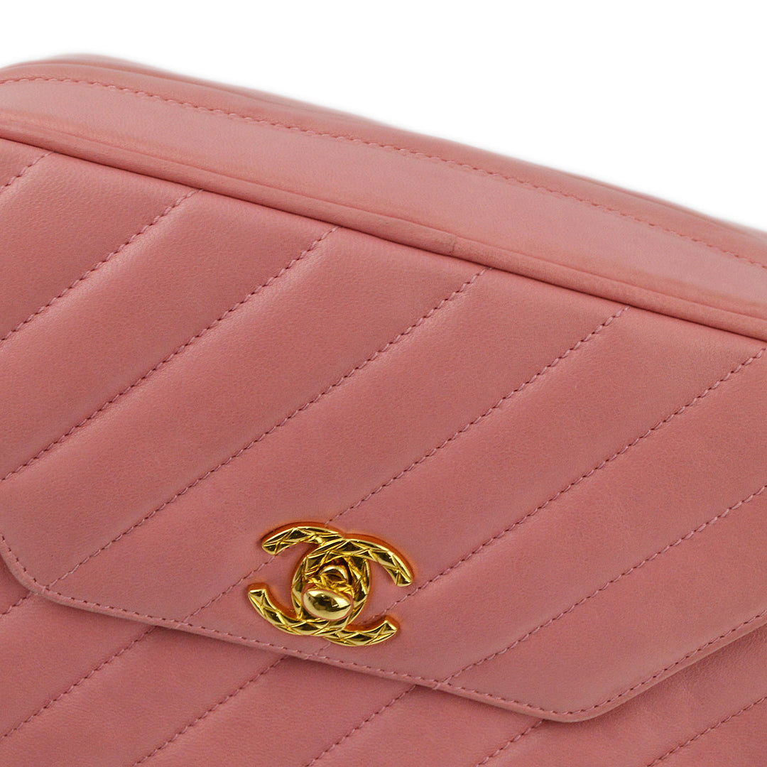 Top Quality Chanel Pink Lambskin Fringe Camera Bag Mini