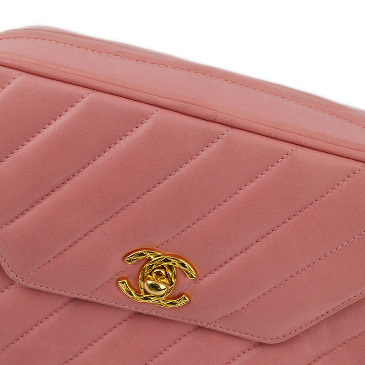 Top Quality Chanel Pink Lambskin Fringe Camera Bag Mini