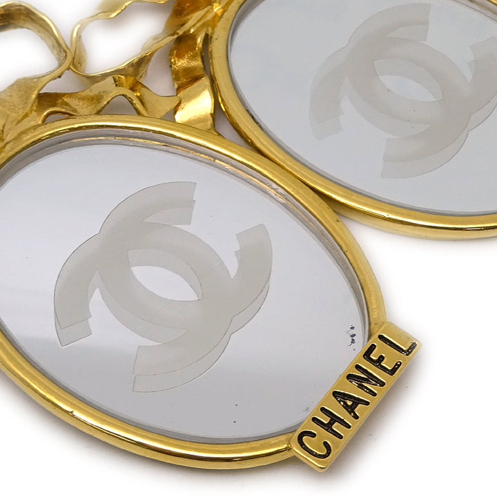 Top Quality Chanel Mirror Earrings Clip-On Gold