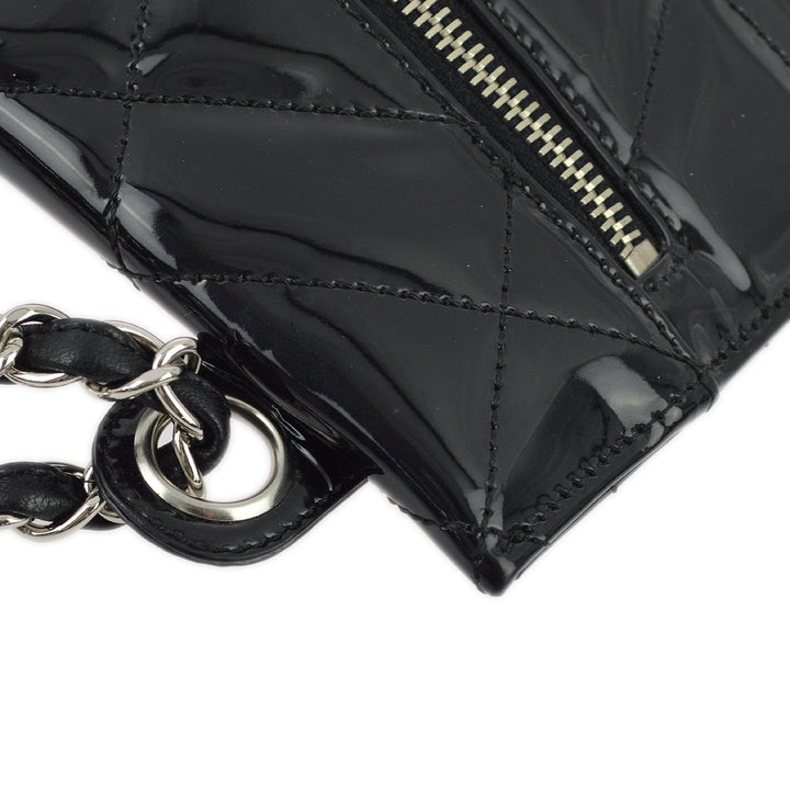 Top Quality Chanel Black Patent Leather Double Chain Shoulder Bag