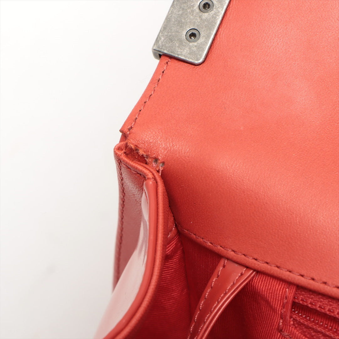 Top Quality Chanel Boy Top Quality Chanel Leather Chain Shoulder Bag Red Silver Gold