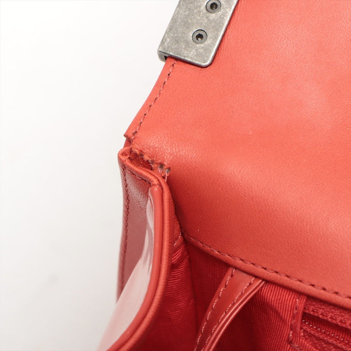 Top Quality Chanel Boy Top Quality Chanel Leather Chain Shoulder Bag Red Silver Gold