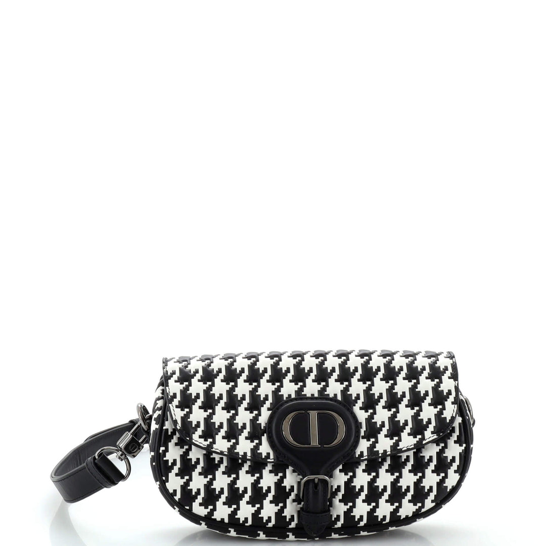 Top quality Dior Bobby Flap Bag Houndstooth Embossed Calfskin East West