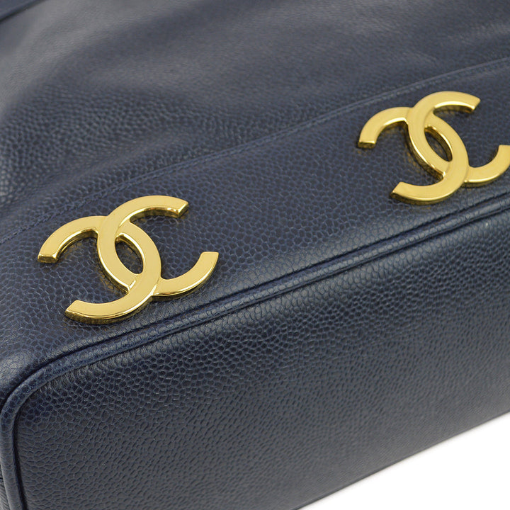Top Quality Chanel Navy Caviar Triple CC Bucket Shoulder Bag