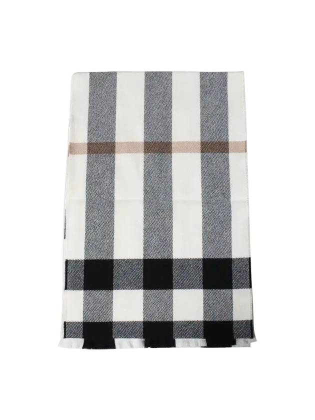 Burberry Check Cashmere Wool Scarf White