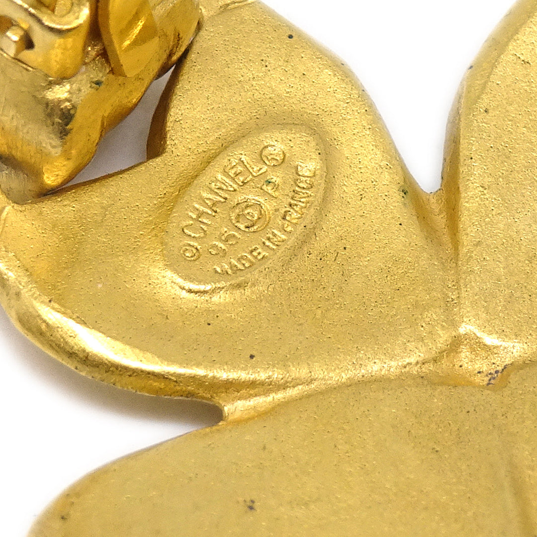 Top Quality Chanel Clover Dangle Earrings Gold Clip-On 95P
