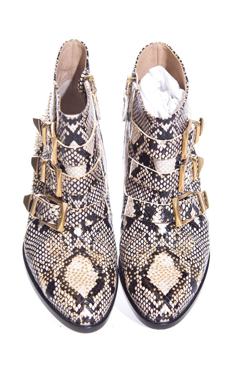 Chloe Snakeskin & Gold Boots SZ 36