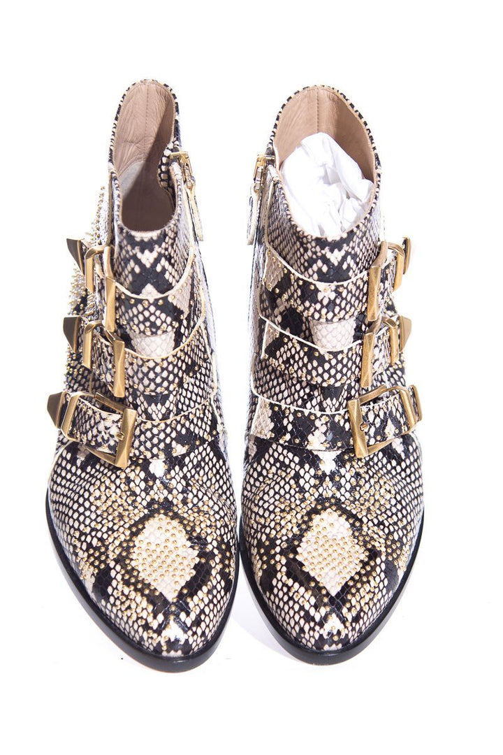 Chloe Snakeskin & Gold Boots SZ 36