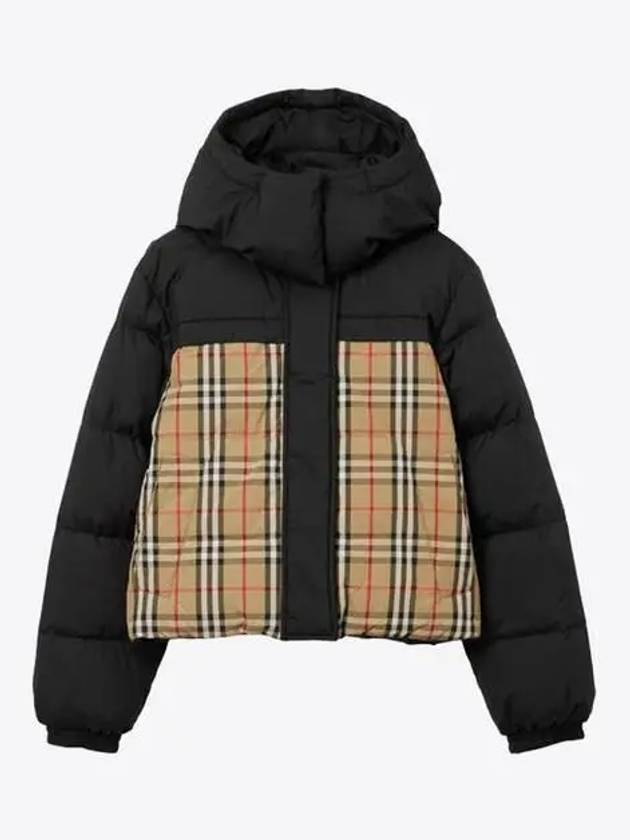 Burberry WoMen's Vintage Check Crop Reversible Padding Black Archive Beige