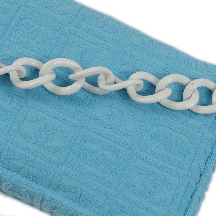 Top Quality Chanel Light Blue Cotton Straight Flap Acrylic Chain Handbag