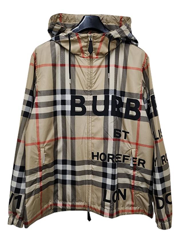Burberry Men's Horseferry Print Check Hoodie Zip-up Beige
