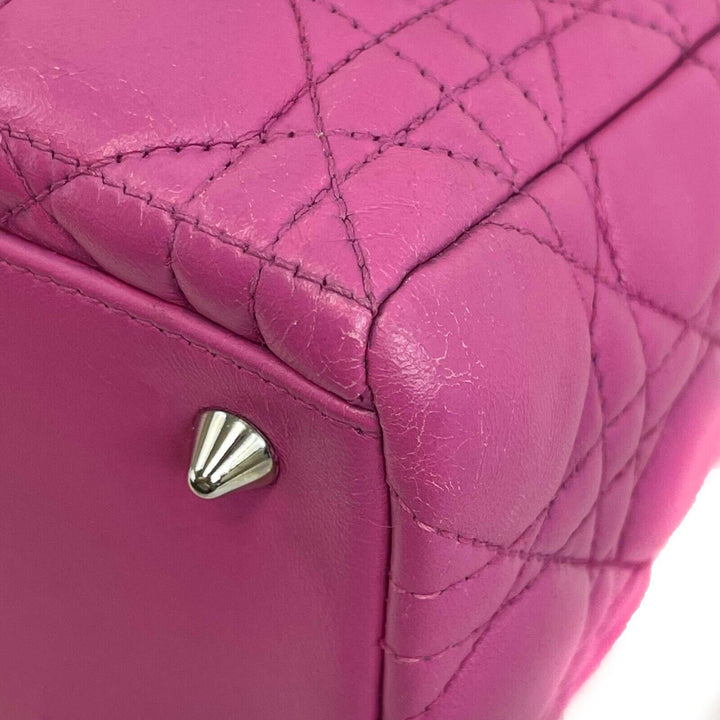 Dior Lady Dior Cannage Medium Rani Pink Top Handle Shoulder Strap