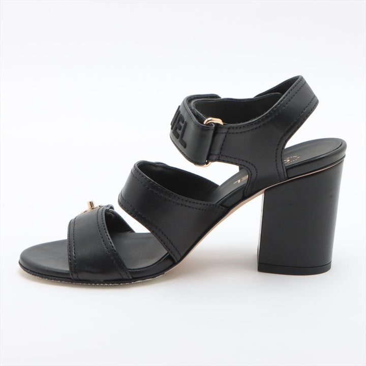 Top Quality Chanel Coco 22SS Leather Sandal 35.5C  Black G37387 Turn-Lock